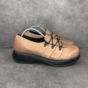 Dansko Shoes Dansko Janika Leather Lace Up Clog Loafer Tan